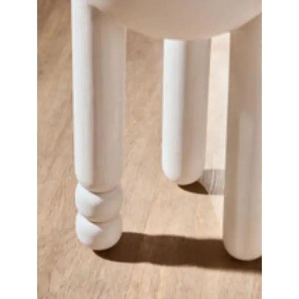 Walsa Whitewash Mango Wood Column Detail Round Side Table D35cm x H50cm AK Kin Garden Supplies