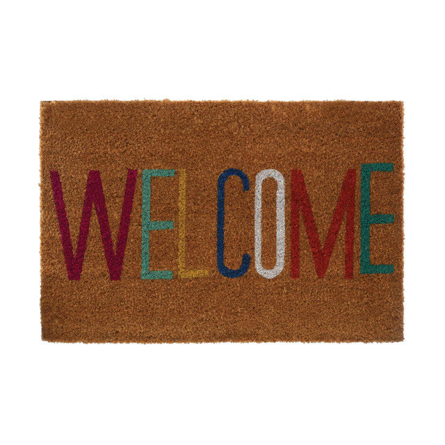 Welcome Multicolour Coir Doormat w60 x d40 x h2 House, Home & Garden