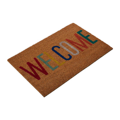 Welcome Multicolour Coir Doormat w60 x d40 x h2 House, Home & Garden