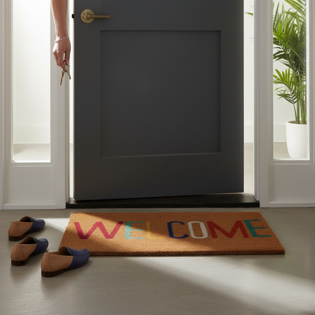 Welcome Multicolour Coir Doormat w60 x d40 x h2 House, Home & Garden