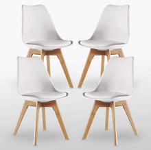 White Halo Dining Table & Set of 4 Lorenzo Jamie Tulip Dining Chairs with Padded Seat PN Home