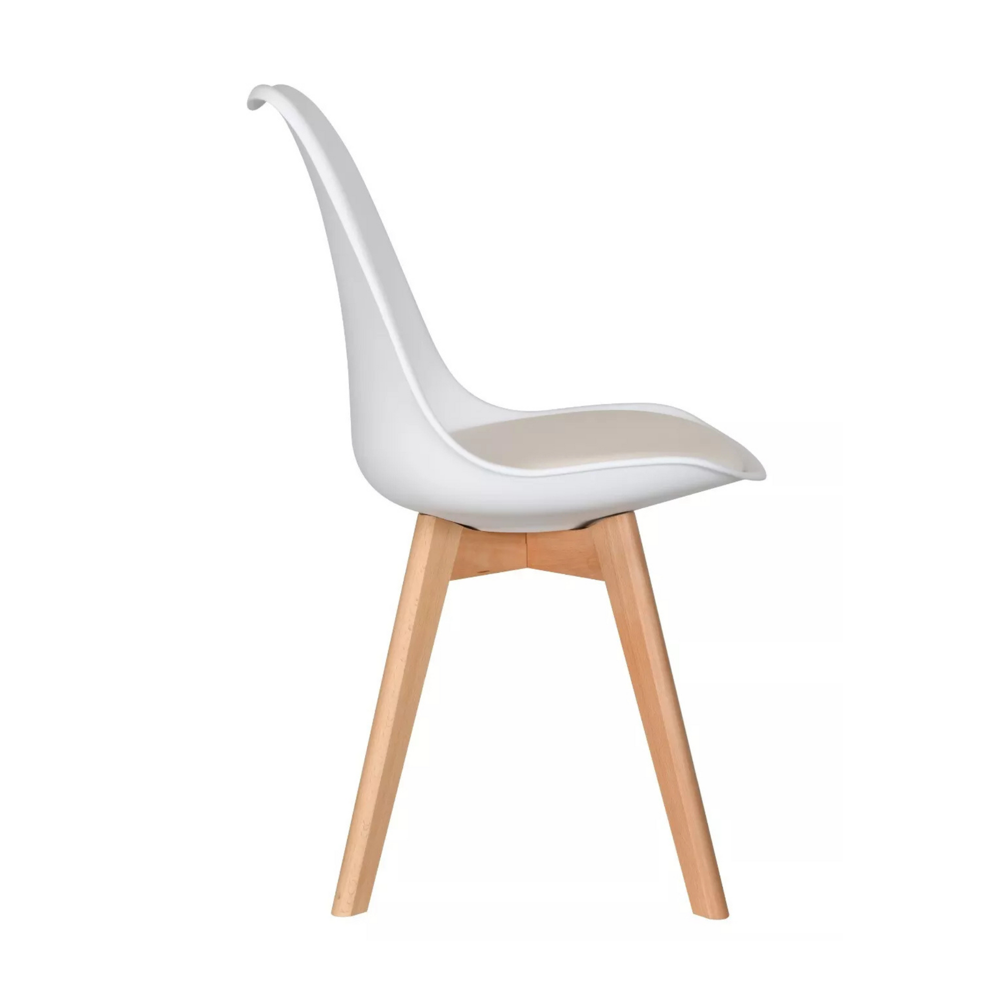 White Halo Dining Table & Set of 4 Lorenzo Jamie Tulip Dining Chairs with Padded Seat PN Home