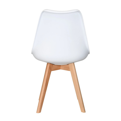 White Halo Dining Table & Set of 4 Lorenzo Jamie Tulip Dining Chairs with Padded Seat PN Home