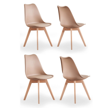 White Halo Dining Table & Set of 4 Lorenzo Jamie Tulip Dining Chairs with Padded Seat PN Home