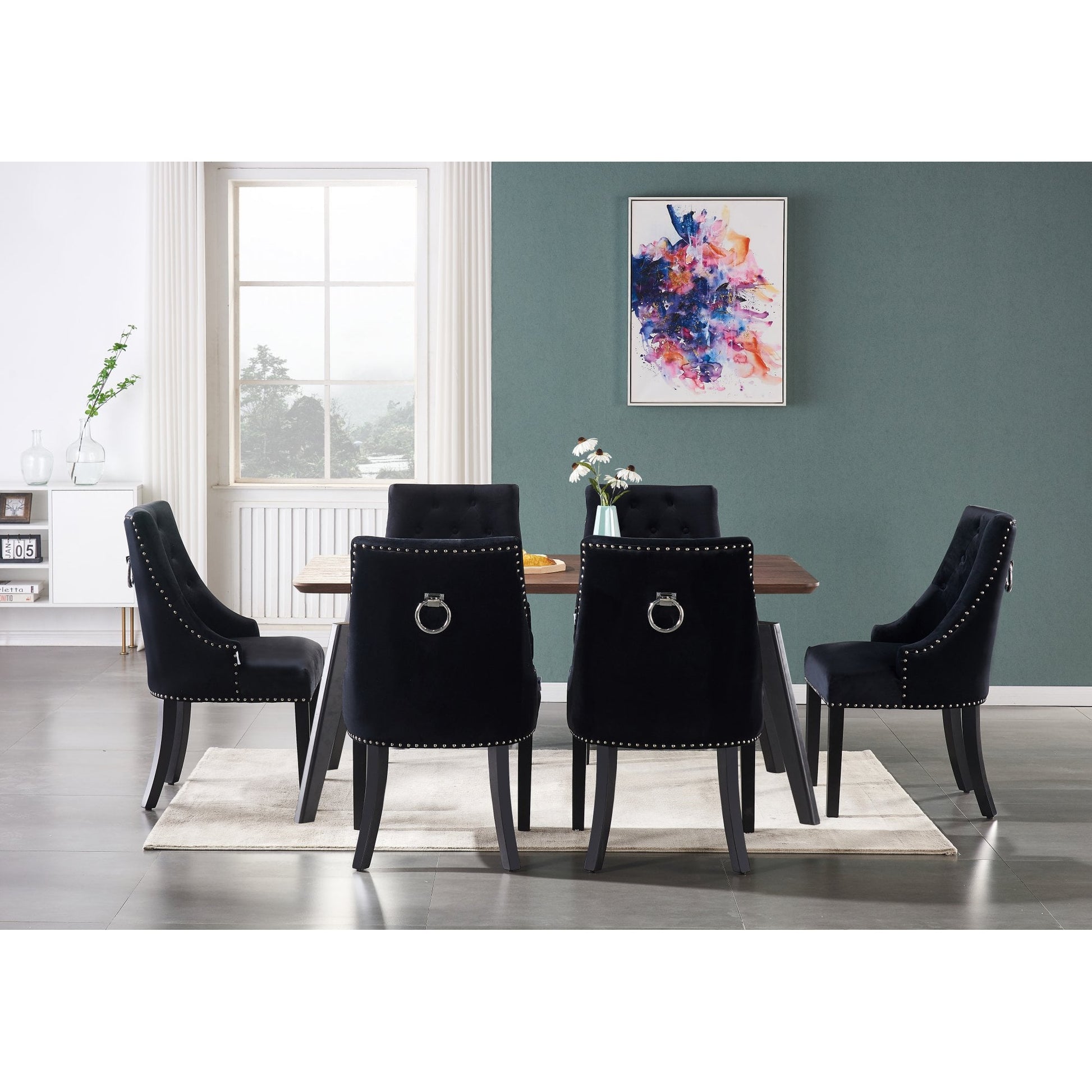 Windsor Cosmo Lux Dining Set | a Walnut Table and Set of 6 Chairs PN Home