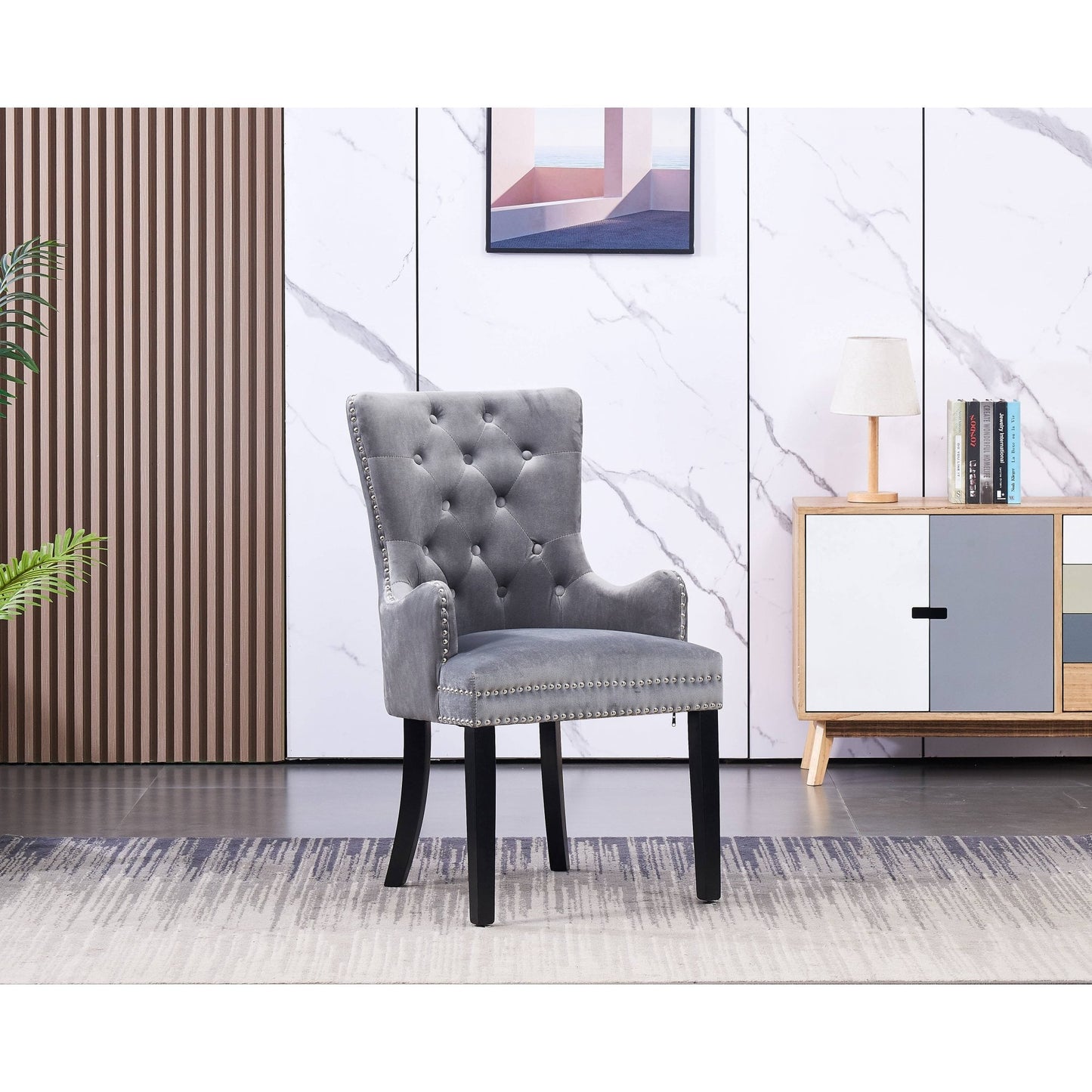 Windsor LUX Knocker Back Velvet Dining Chair w/ Armrests PN Home