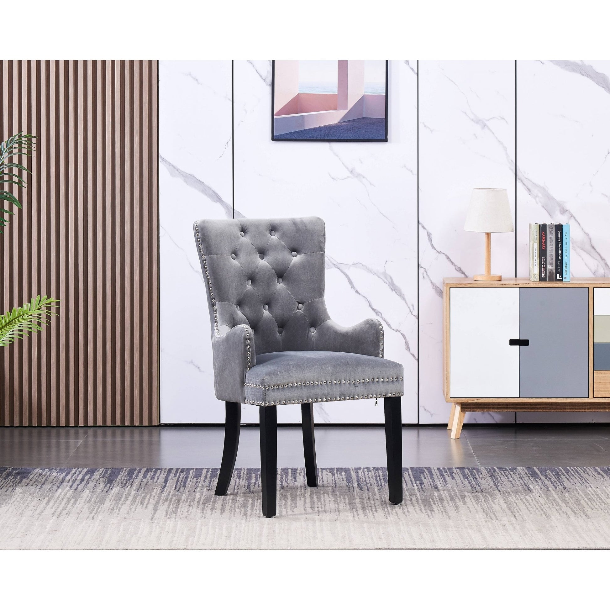 Windsor LUX Knocker Back Velvet Dining Chair w/ Armrests PN Home