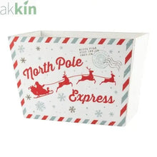 White North Pole Express wooden postal planter front view