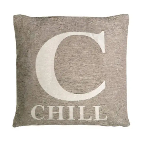 Words 'Chill' Natural Cushion H45 x D14 x W45 AK Kin Garden Supplies