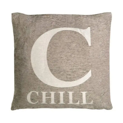 Words 'Chill' Natural Cushion H45 x D14 x W45 AK Kin Garden Supplies
