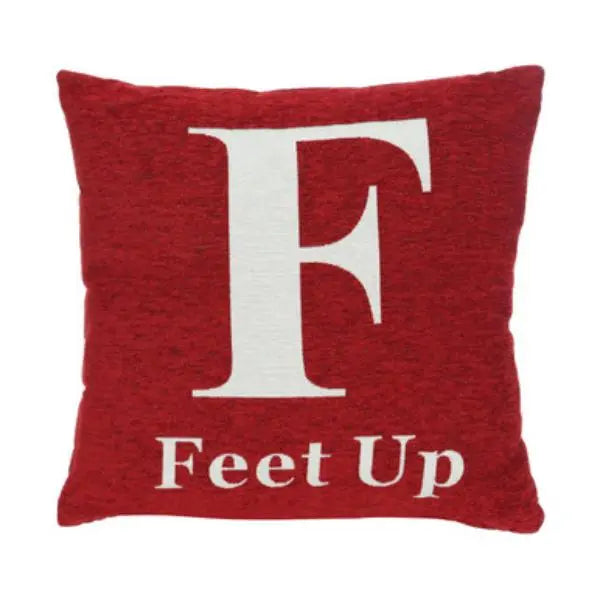 Words 'Feet Up' Red Cushion H45 x D14 x W45 AK Kin Garden Supplies