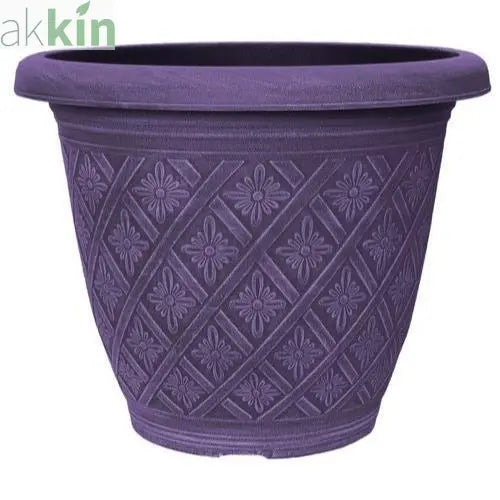 Woven Blossom Planter 16"  Brushed Wood Violet - AK Kin Garden Supplies