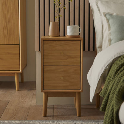 Wright Narrow Oak Bedside Table Fishe and Lilly