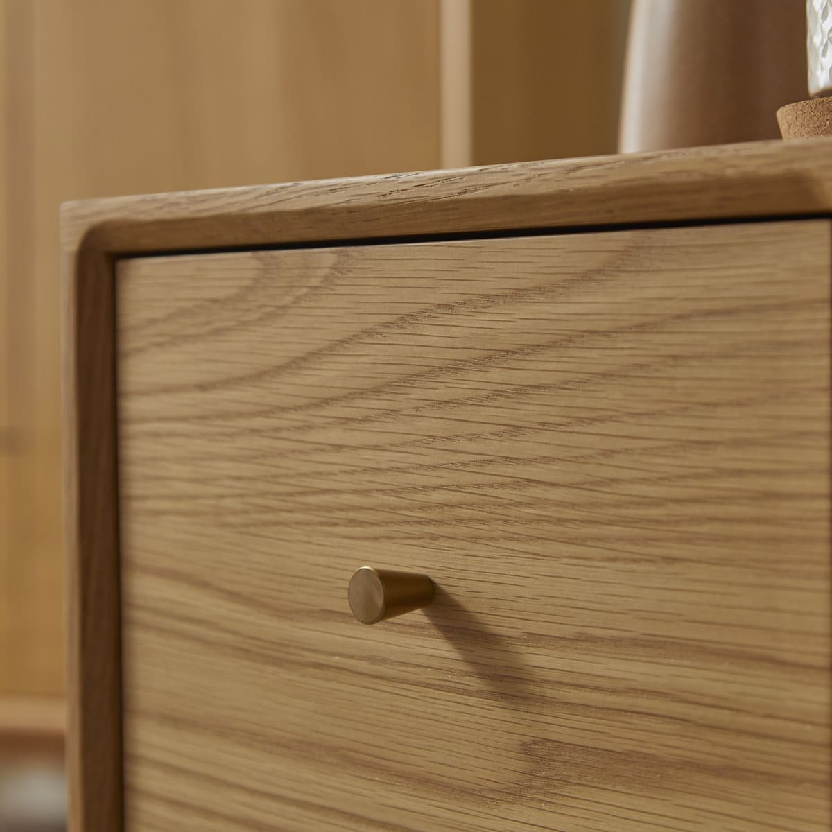 Wright Narrow Oak Bedside Table Fishe and Lilly