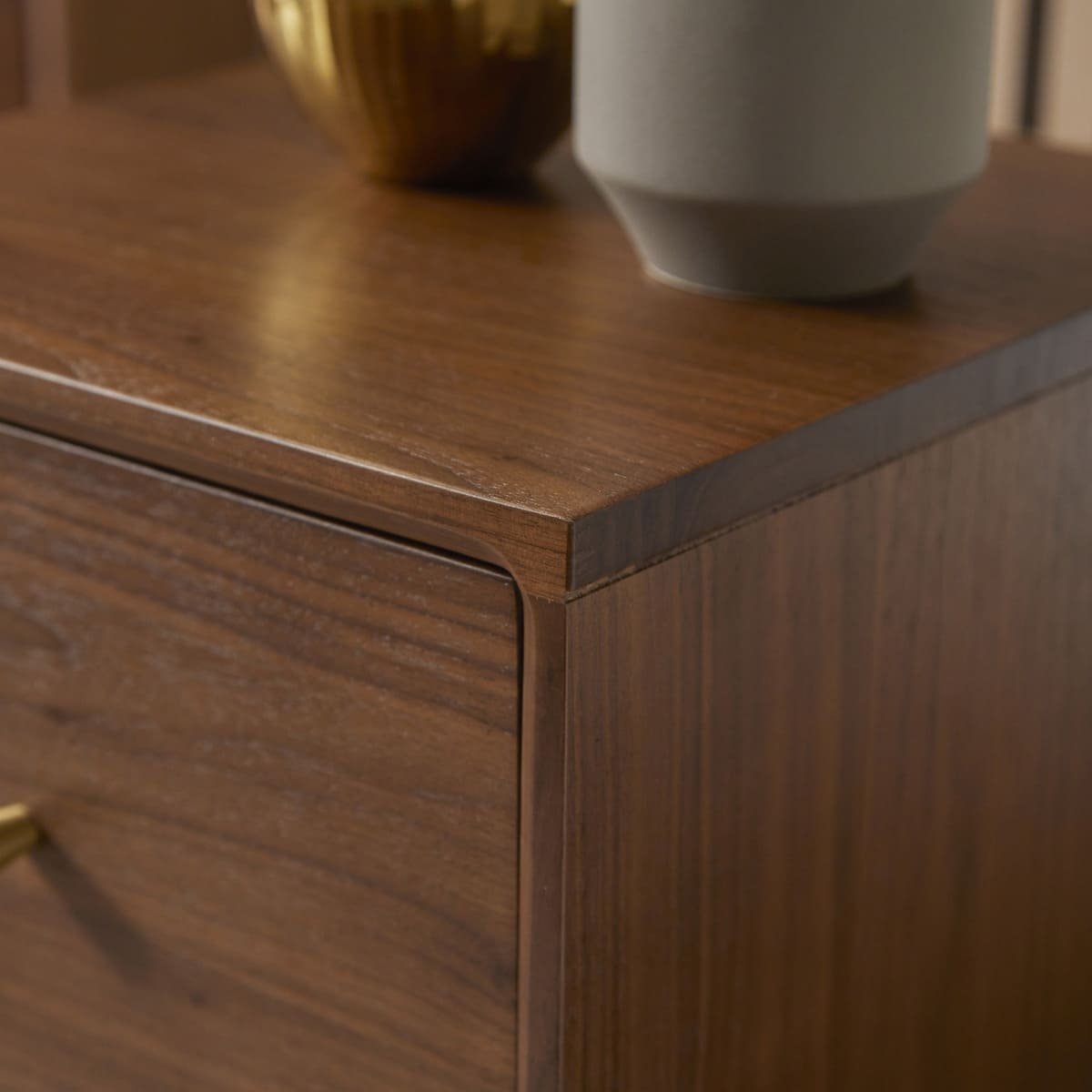Wright Narrow Walnut Bedside Table Fishe and Lilly