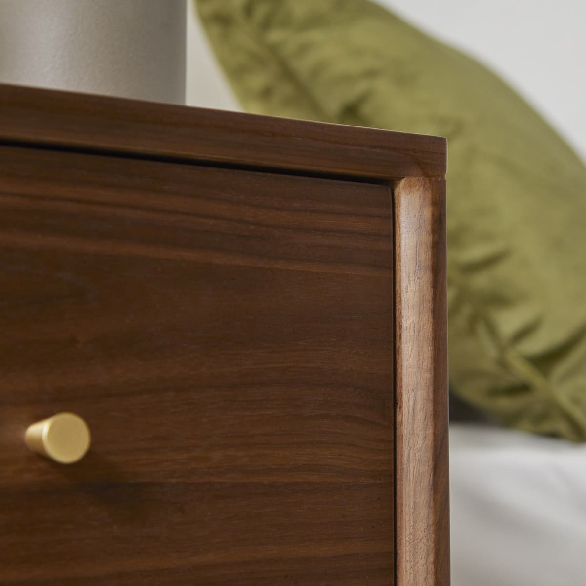 Wright Narrow Walnut Bedside Table Fishe and Lilly