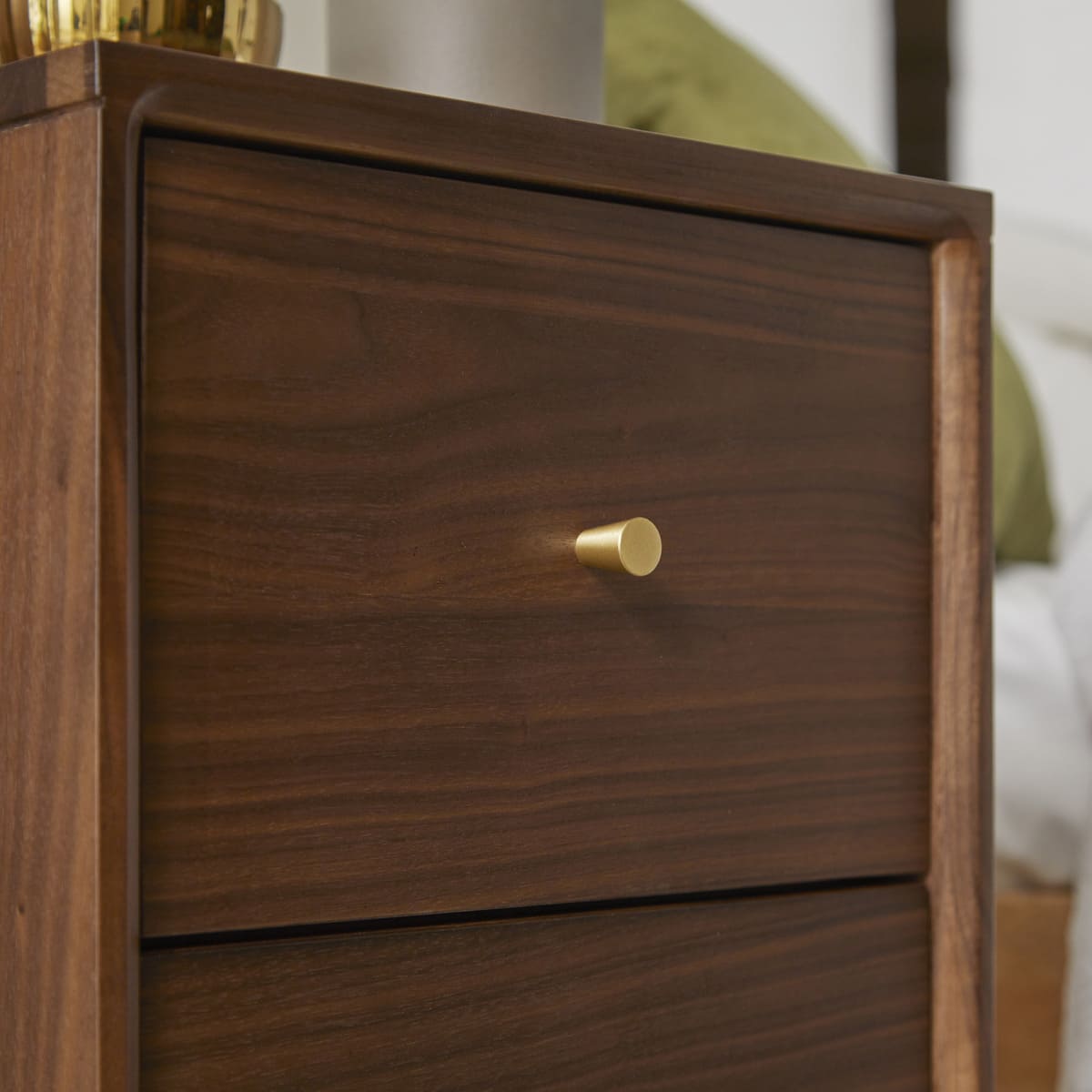Wright Narrow Walnut Bedside Table Fishe and Lilly