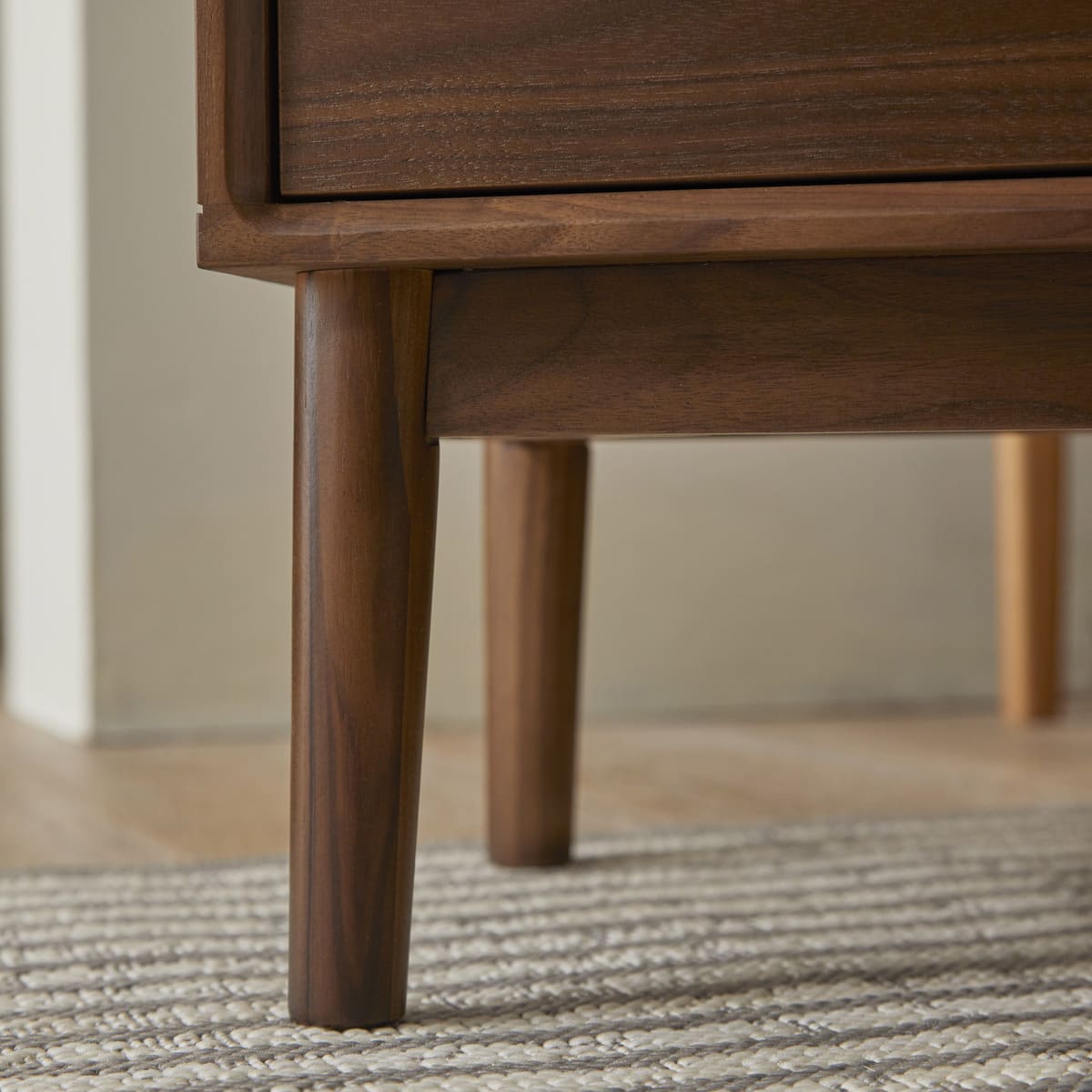 Wright Narrow Walnut Bedside Table Fishe and Lilly