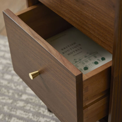 Wright Narrow Walnut Bedside Table Fishe and Lilly