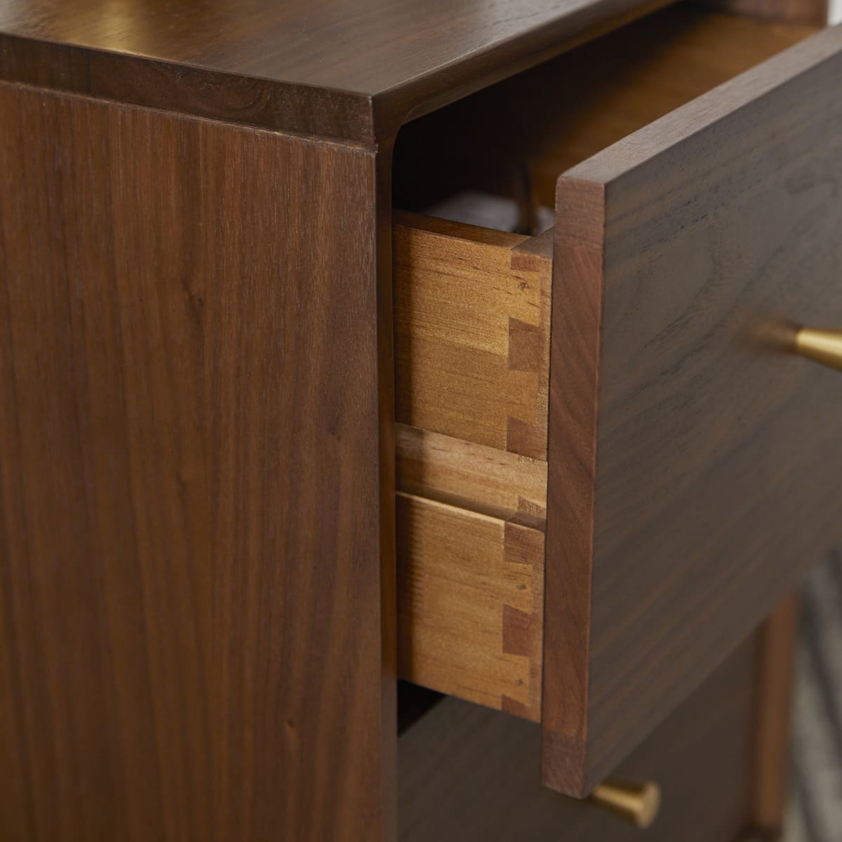 Wright Narrow Walnut Bedside Table Fishe and Lilly