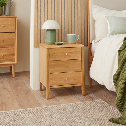 Wright Oak 3 Drawer Bedside Table Fishe and Lilly