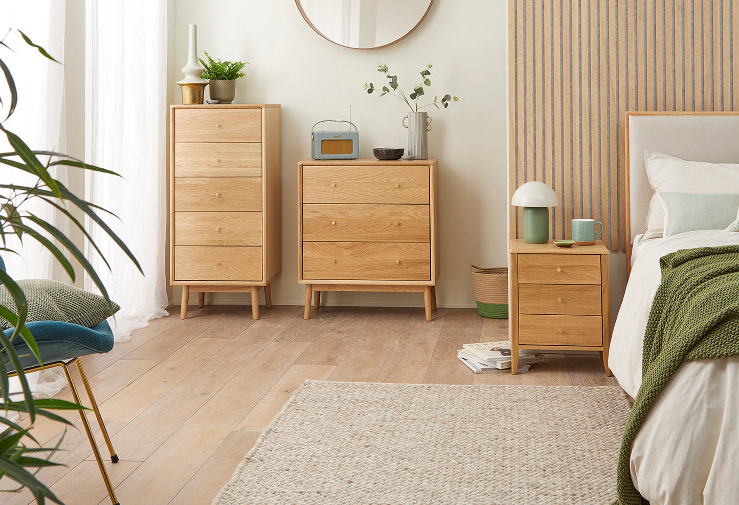 Wright Oak 3 Drawer Bedside Table Fishe and Lilly