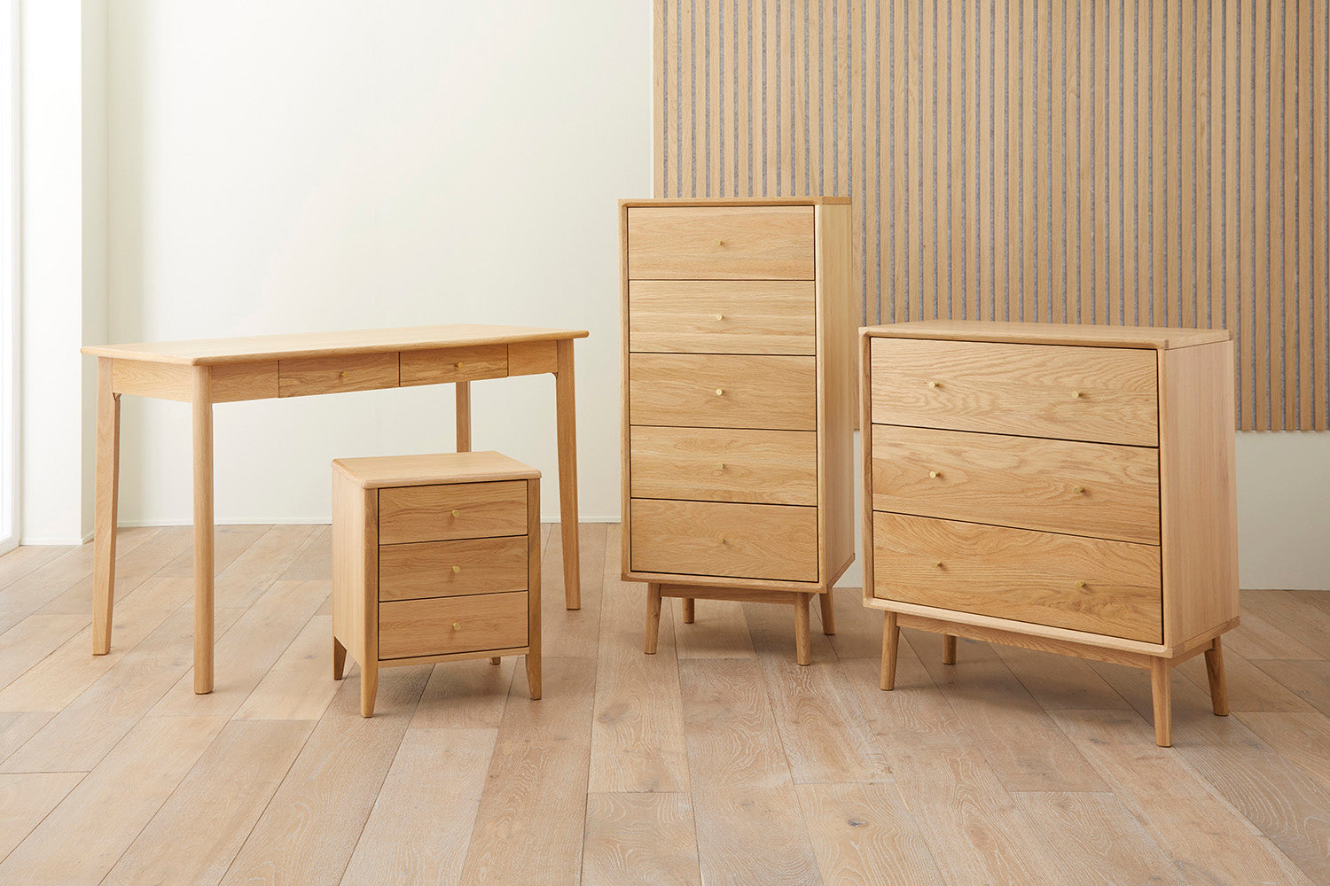 Wright Oak 3 Drawer Bedside Table Fishe and Lilly