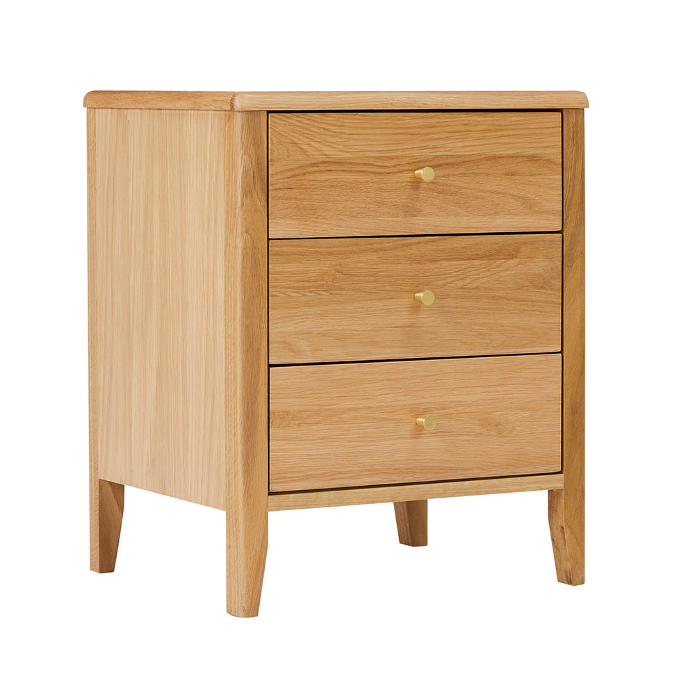 Wright Oak 3 Drawer Bedside Table Fishe and Lilly