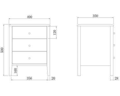 Wright Oak 3 Drawer Bedside Table Fishe and Lilly