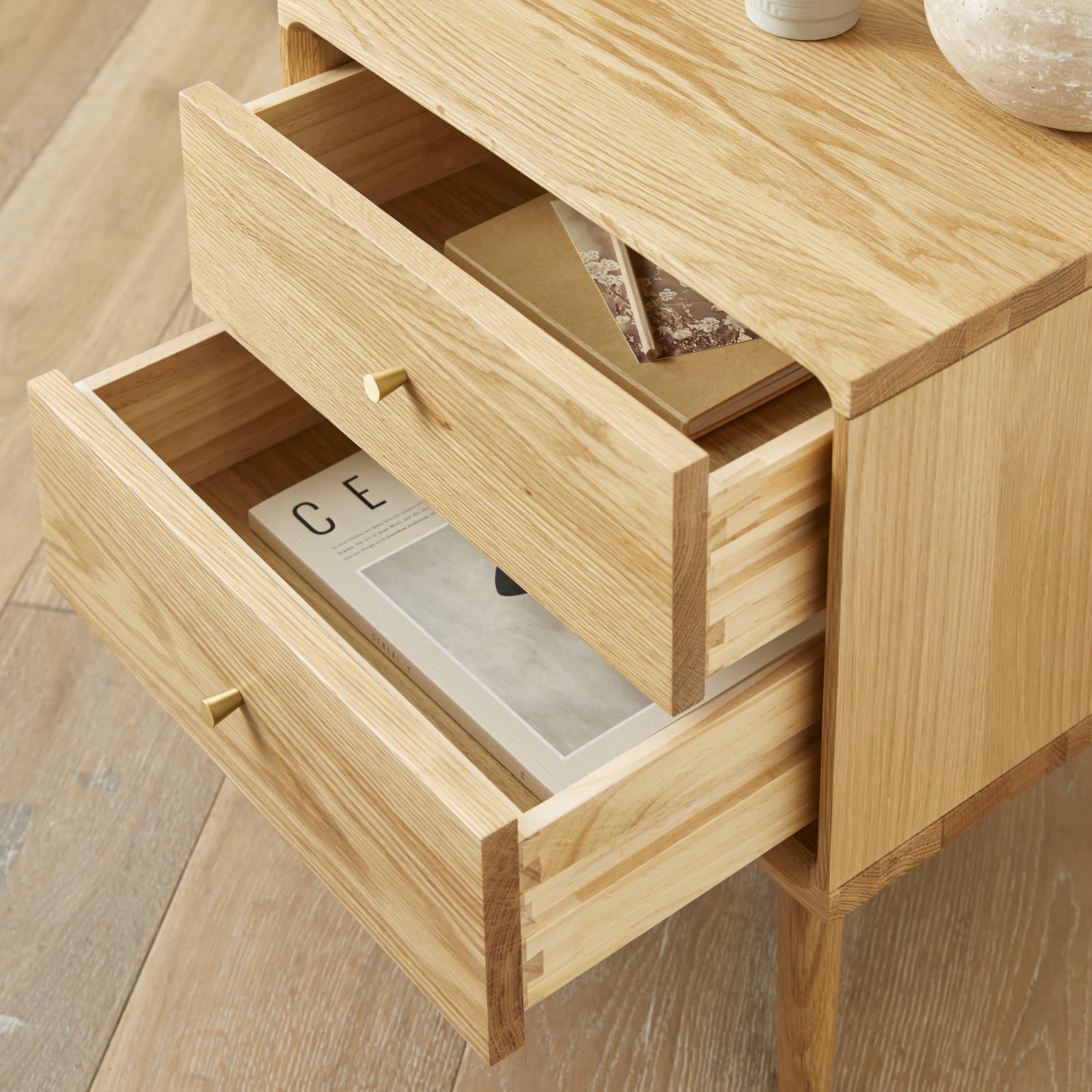 Wright Oak Bedside Table Fishe and Lilly