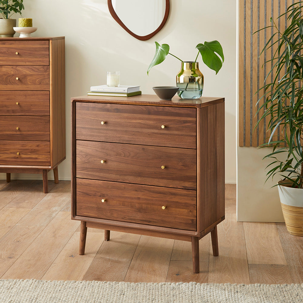 Wright Walnut Chest of 3 Drawers Fishe and Lilly