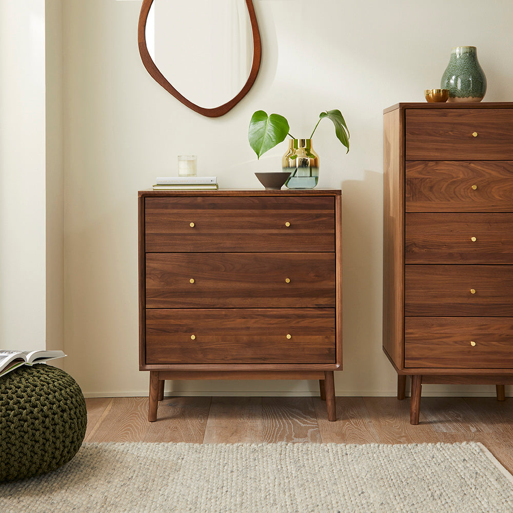 Wright Walnut Chest of 3 Drawers Fishe and Lilly