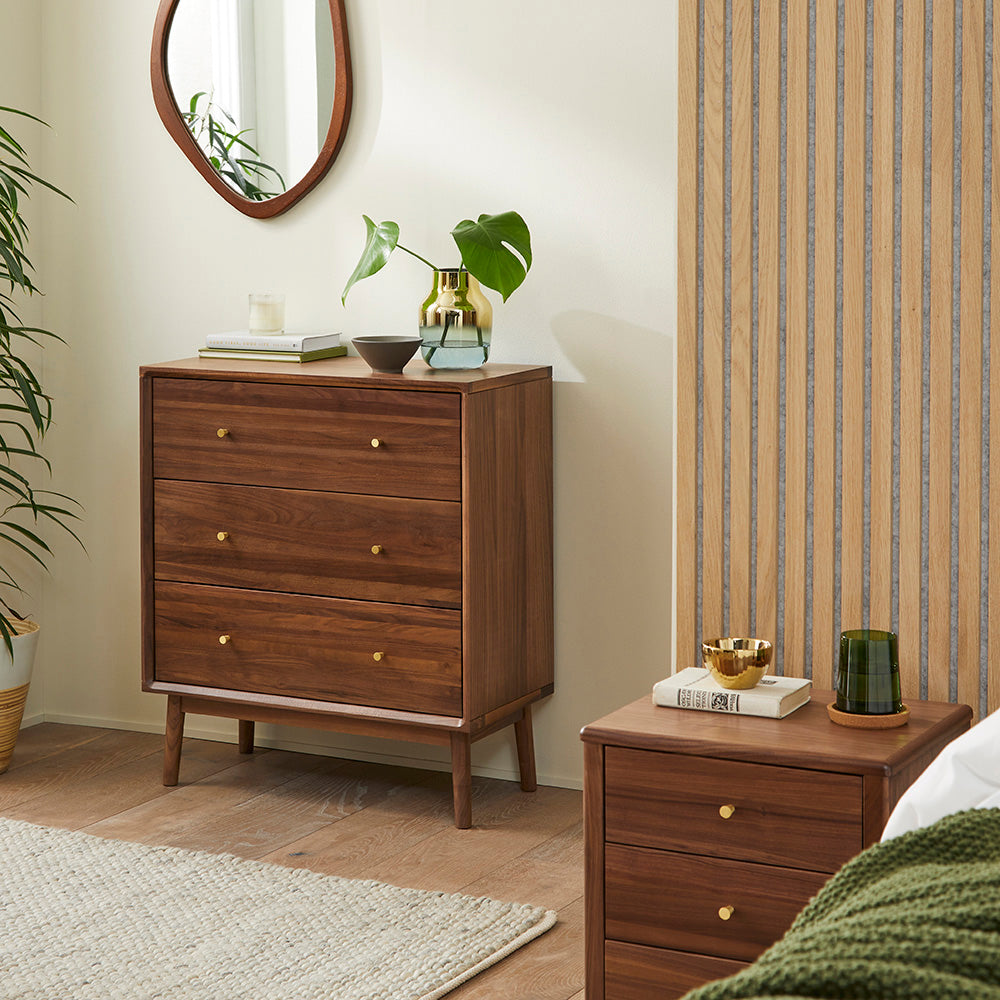 Wright Walnut Chest of 3 Drawers Fishe and Lilly