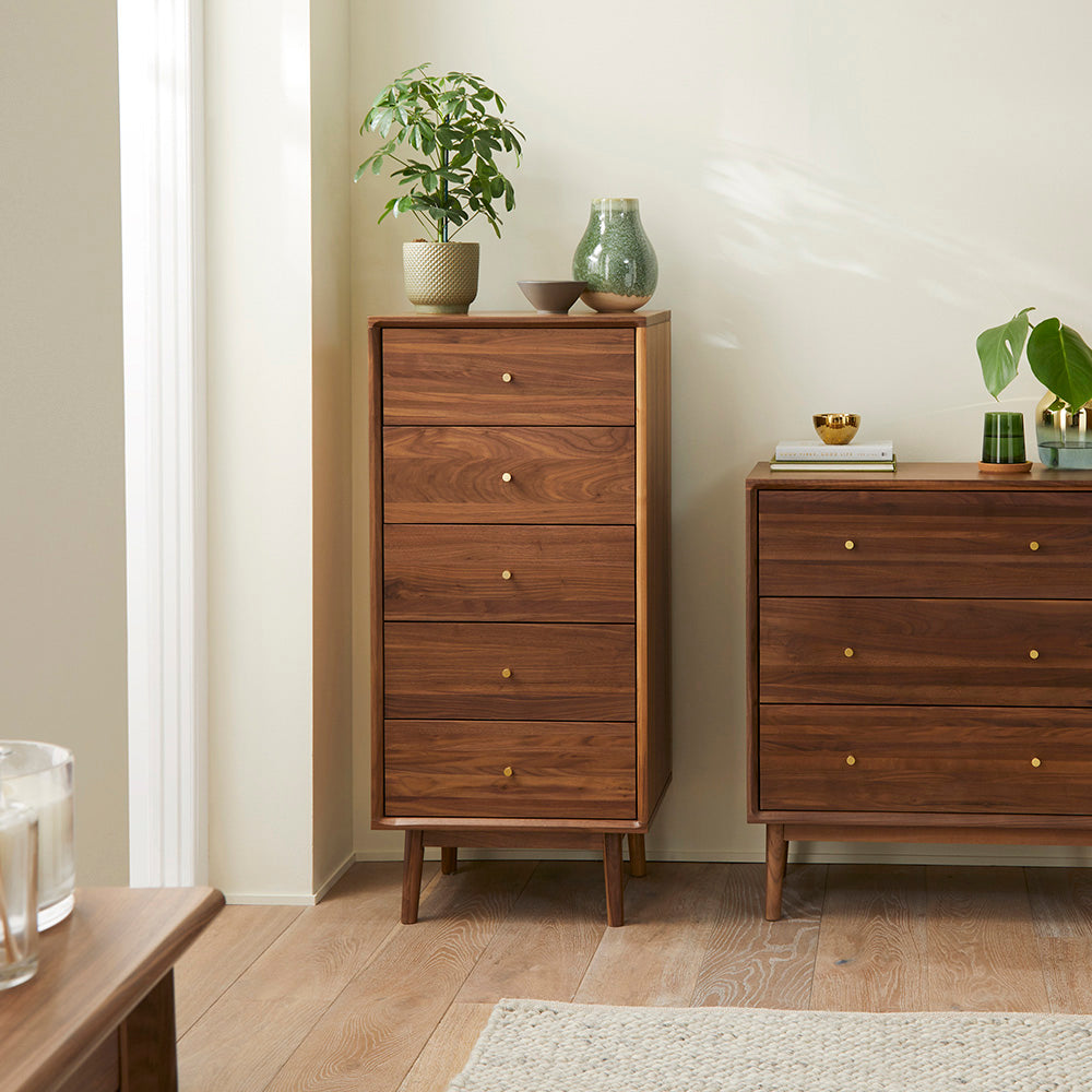 Wright Walnut Chest of 3 Drawers Fishe and Lilly