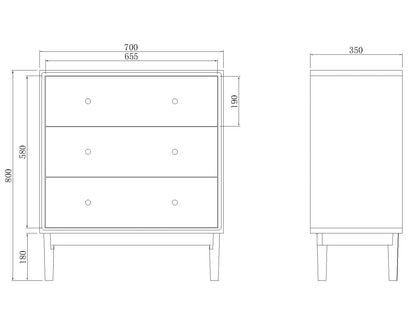Wright Walnut Chest of 3 Drawers Fishe and Lilly