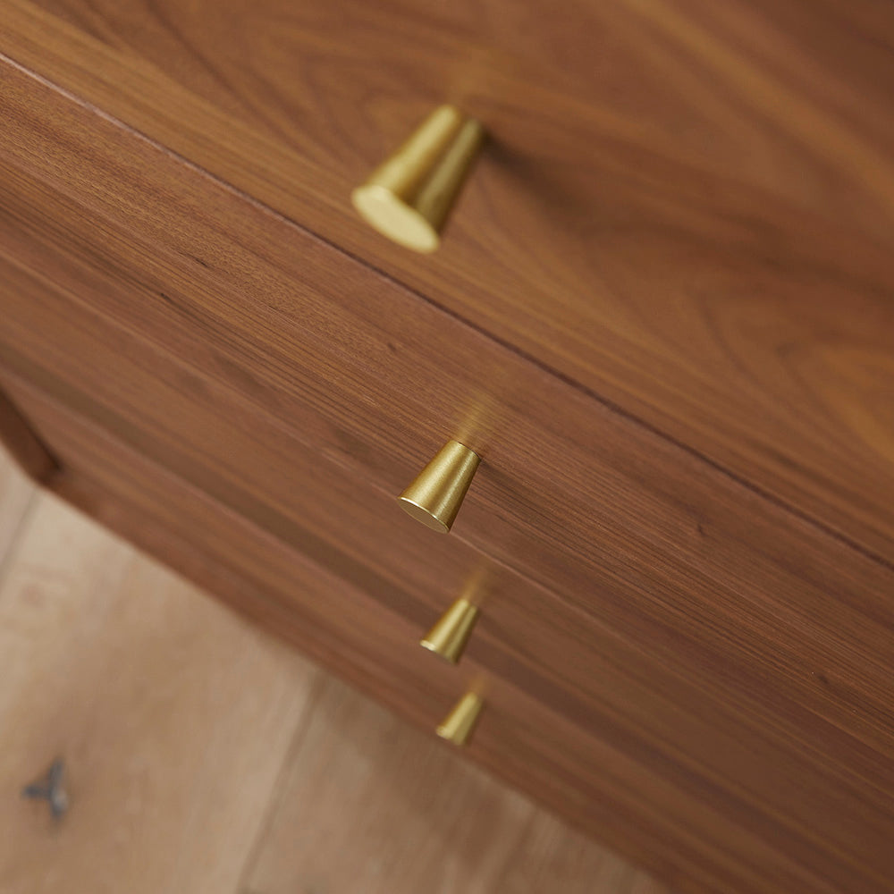 Wright Walnut Tallboy Chest of 5 Drawers Fishe and Lilly