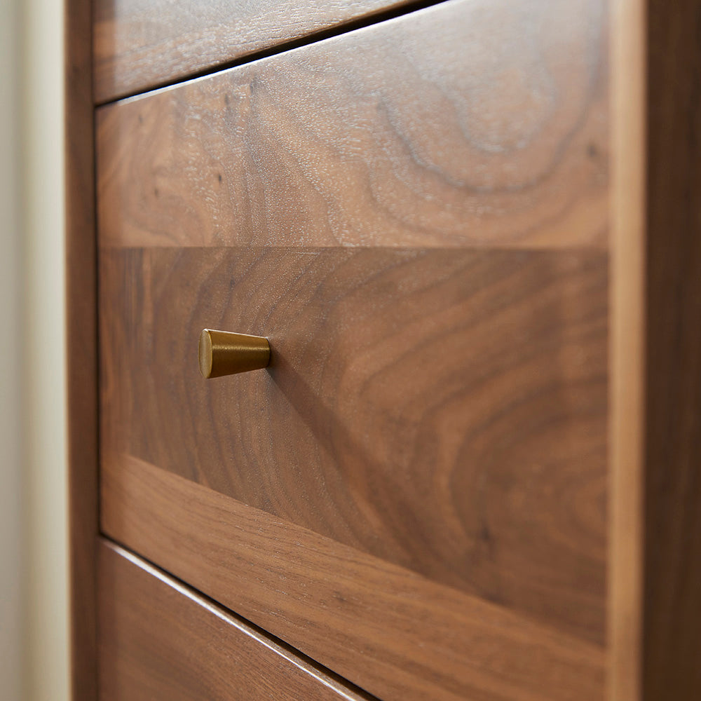 Wright Walnut Tallboy Chest of 5 Drawers Fishe and Lilly