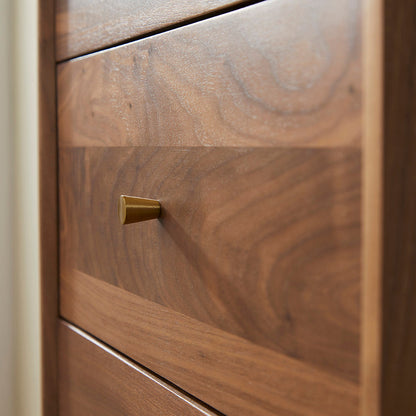 Wright Walnut Tallboy Chest of 5 Drawers Fishe and Lilly