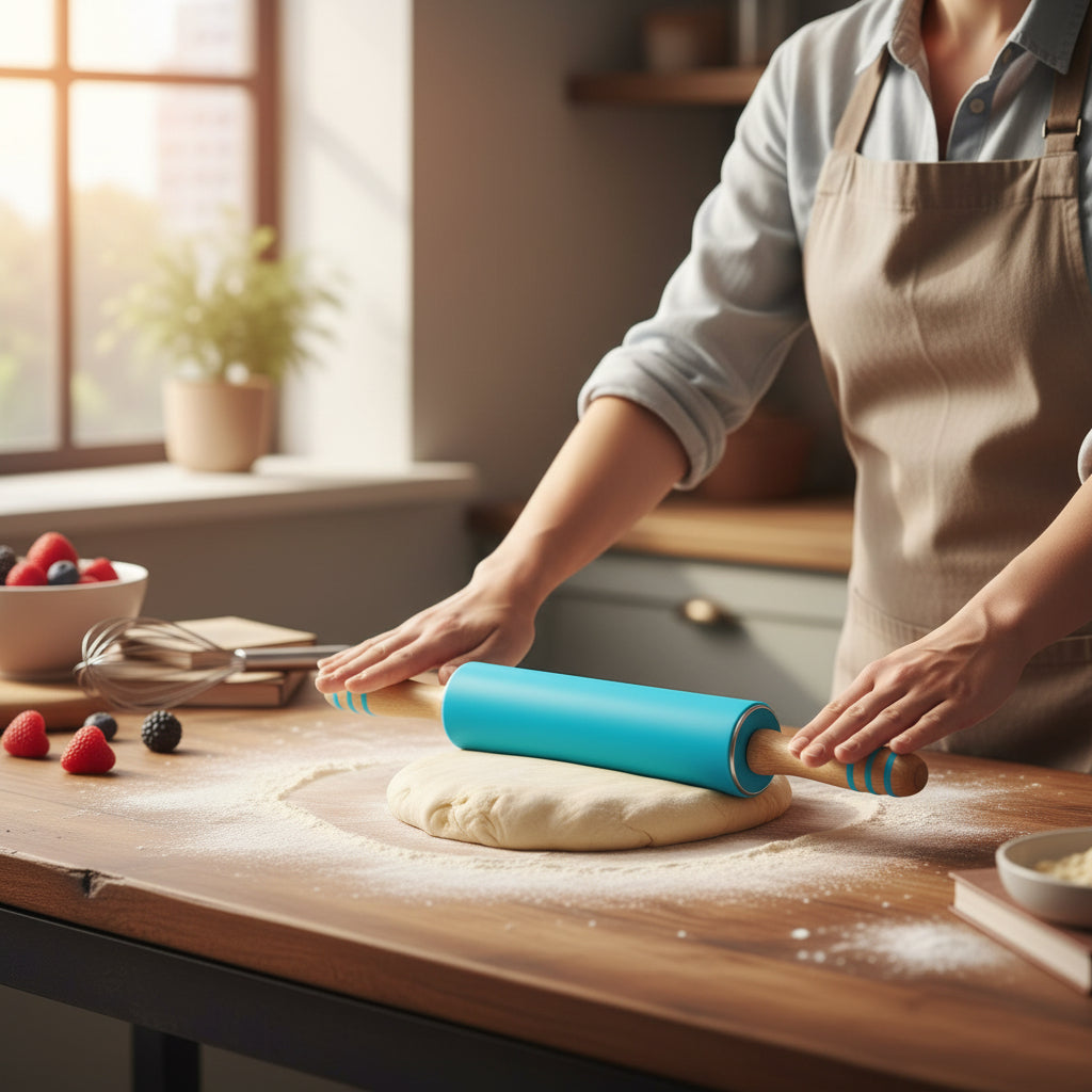 Zing Blue Silicone Rolling Pin House, Home & Garden