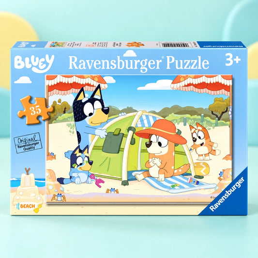 Bluey 35 Piece Jigsaw Puzzle – full product on a playful teal HHG background