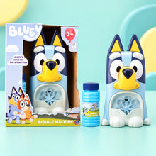 Bluey Character Bubble Machine shown in full on a pale teal studio background