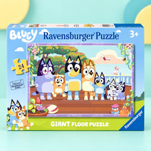 Bluey Giant Floor Puzzle 24 pc shown in full on a pale teal studio background