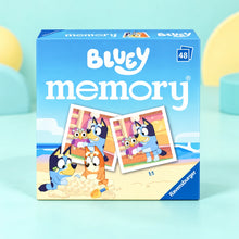 Bluey Mini Memory Game shown in full on a pale teal studio background