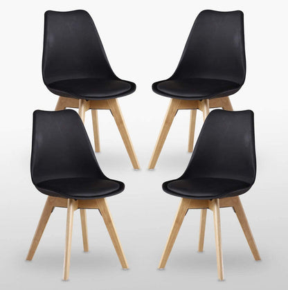 5PCs Dining Set - a Black Halo Dining Table & Set of 4 Lorenzo Tulip chairs with Padded Seat PN Home