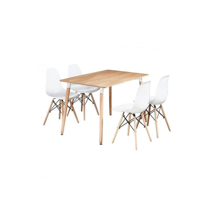 Halo Dining Table and Ghost Chair Set for 4 - Eiffel Plastic Chairs and a Rectangle Dining Table PN Home