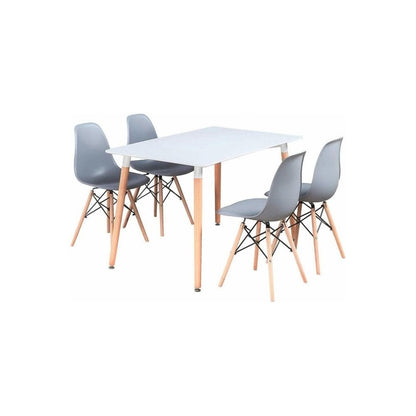 Halo Dining Table and Ghost Chair Set for 4 - Eiffel Plastic Chairs and a Rectangle Dining Table PN Home