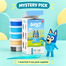 Hey Clay Bluey 5 Can - Mystery Pick shown in full on a pale teal studio background