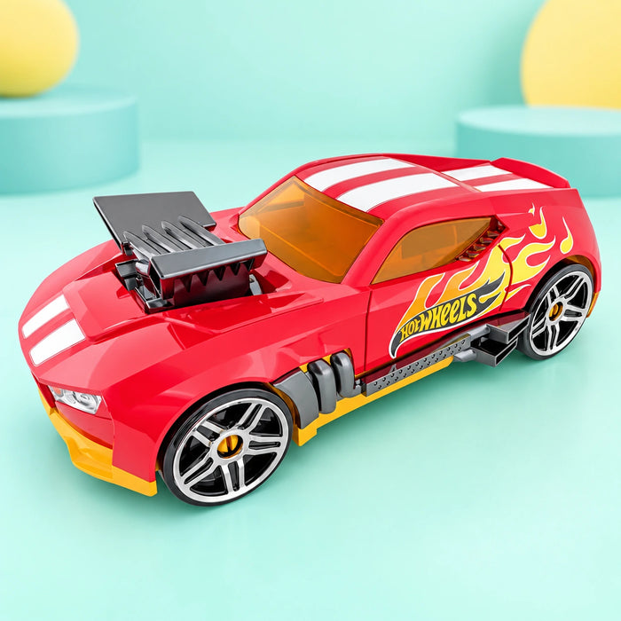 Hot Wheels Metallic Shaped Car Case With Handle shown in full on a pale teal studio background