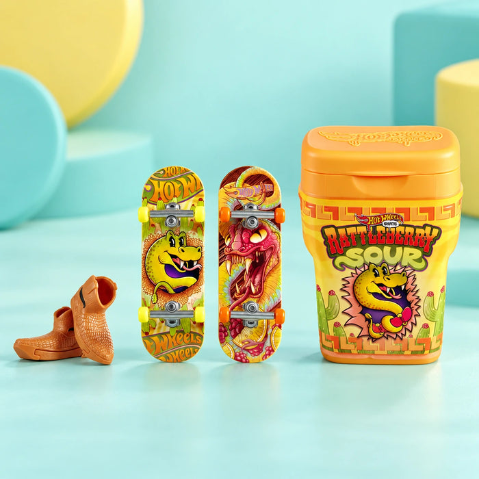 Hot Wheels Skate Gum Container 2-Pack - Rattleberry Sour on a playful teal HHG background