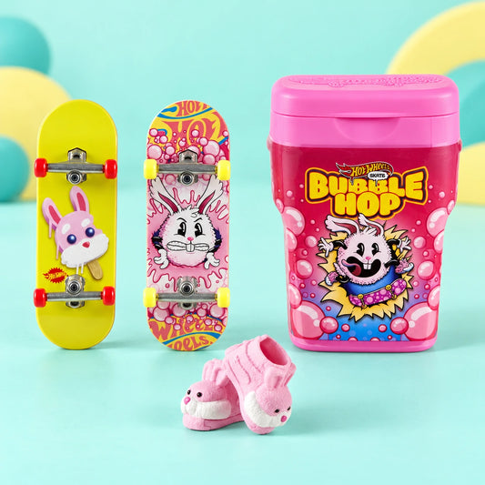 Hot Wheels Skate Gum Container 2-Pack - Bubble Hop shown in full on a pale teal studio background